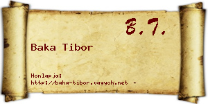 Baka Tibor névjegykártya